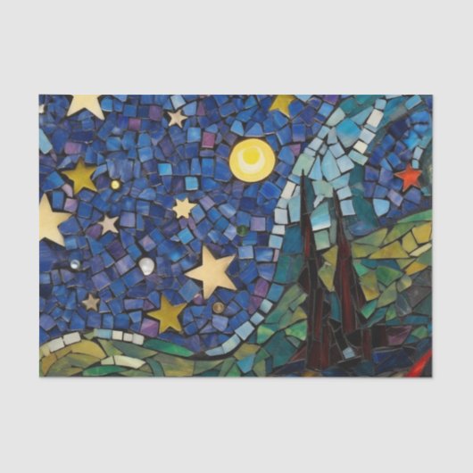 Papier Mousseline Starry Night Mosaic Découpage Crafting (Recto)