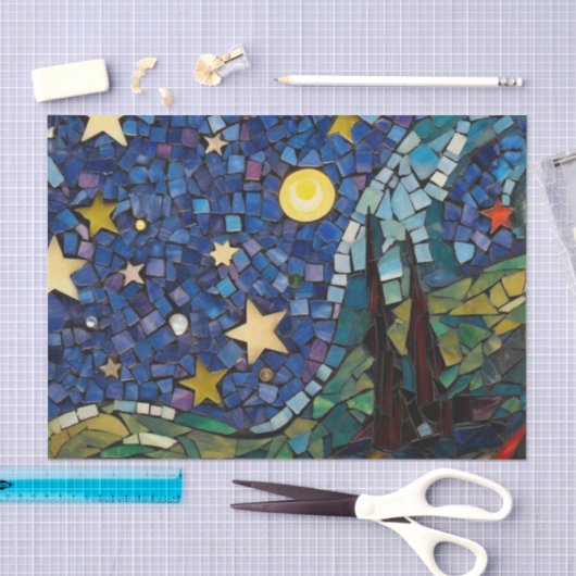 Papier Mousseline Starry Night Mosaic Découpage Crafting (Artisanat)