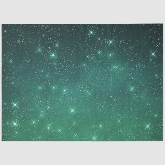 Papier Mousseline Starry twilight celestial night sky green (Recto)