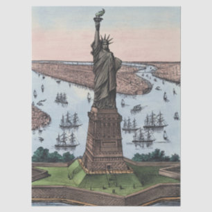 Papier Mousseline Statue de la Liberté du port de NYC, vintage 1885