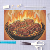 Papier Mousseline Steaks grillés flammes BBQ (Artisanat)