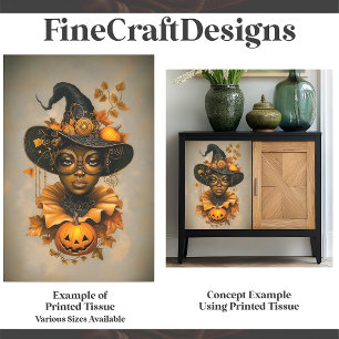 Papier Mousseline Steampunk African American Witch F6L Decoupage