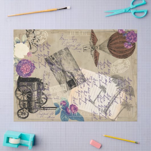 Papier Mousseline Steampunk Air Balloon Art industriel (Artisanat)