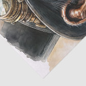 Papier Mousseline Steampunk Ape Watercolor Art (Détail)