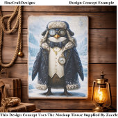 Papier Mousseline Steampunk Arctic Explorer Penguin FG3 Decoupage