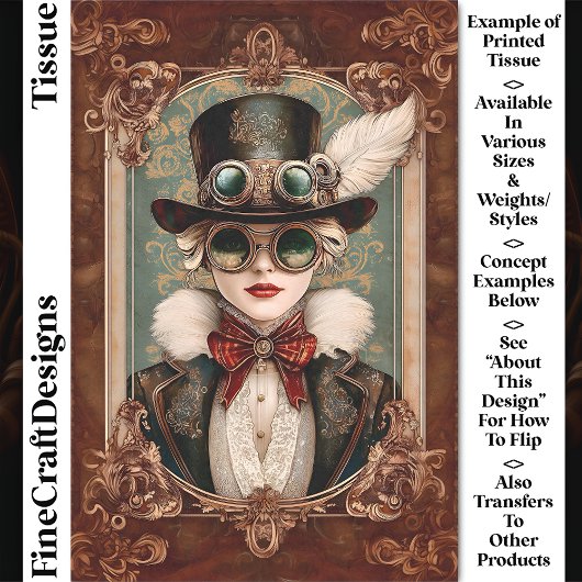 Papier Mousseline Steampunk / Art Nouveau Femme, Gold CM8 Découpage