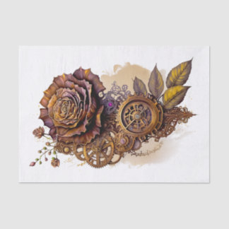 Papier Mousseline Steampunk Art rose pour Decoupage