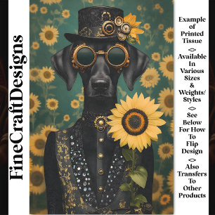 Papier Mousseline Steampunk Black Dog + Sunflower AK8 Découpage