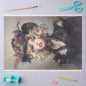 Papier Mousseline Steampunk Blonde-Lady Cogsworth Découpage (Artisanat)