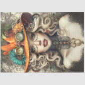 Papier Mousseline Steampunk Bohemian Style Lady Decoupage (Recto)