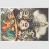 Papier Mousseline Steampunk Bohemian Style Lady Decoupage (Recto)