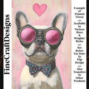 Papier Mousseline Steampunk Bouledogue Français + Découpage AR5 Cœur