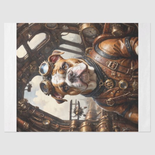 Papier Mousseline Steampunk Bulldog Decoupage (Recto)