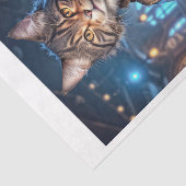 Papier Mousseline Steampunk chat femelle jouant au banjo - (Détail)