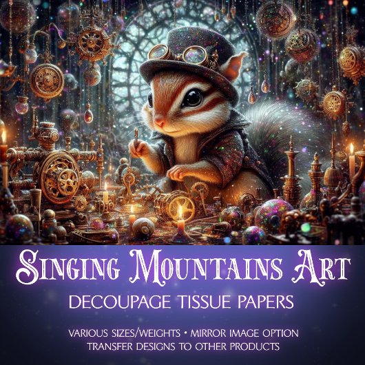 Papier Mousseline Steampunk Chipmunk Dream Mécanique Découpage
