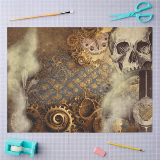 Papier Mousseline SteamPunk-crâne-papillon-papillon Mousseline (Artisanat)