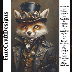 Papier Mousseline Steampunk Cute Elegant Fox BR7 Découpage