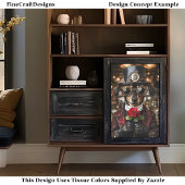 Papier Mousseline Steampunk Dachshund Chien + Rose rouge AH1Z Découp