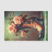 Papier Mousseline Steampunk Dames Boot & Rose Roses DF8LF Découpage (Recto)