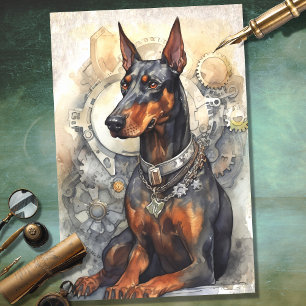 Papier Mousseline Steampunk Doberman 5 papier découpage