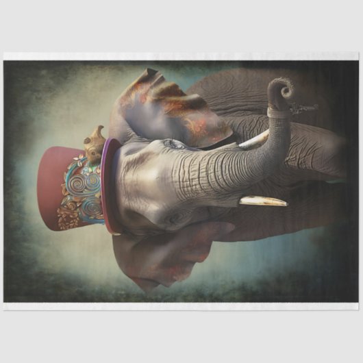 Papier Mousseline Steampunk Elephant 3 découpage papier (Recto)