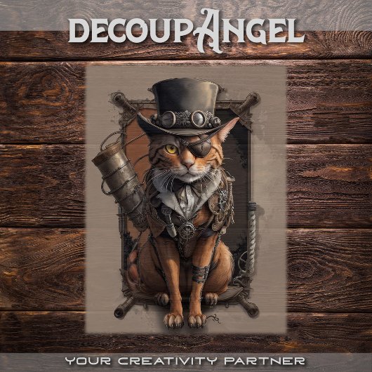 Papier Mousseline Steampunk Explorer Chat - découpage -