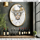 Papier Mousseline Steampunk Femme En Blanc & Papillon Q3 Découpage