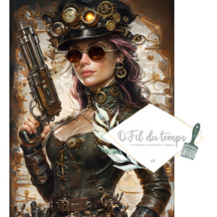 Papier Mousseline Steampunk Femme Mécanique Éléments Découpage
