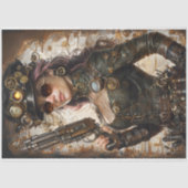 Papier Mousseline Steampunk Femme Mécanique Éléments Découpage (Recto)