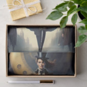 Papier Mousseline Steampunk Femme & Navire Aérien (Cadeau)