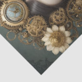 Papier Mousseline Steampunk Fille en fleurs - Découpage - (Détail)