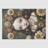 Papier Mousseline Steampunk Fille en fleurs - Découpage - (Recto)