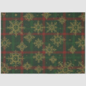 Papier Mousseline Steampunk Flocon de neige Rouge et vert Tartan (Recto)