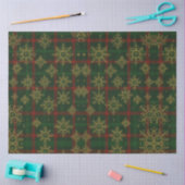 Papier Mousseline Steampunk Flocon de neige Rouge et vert Tartan (Artisanat)