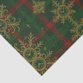 Papier Mousseline Steampunk Flocon de neige Rouge et vert Tartan (Détail)