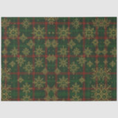 Papier Mousseline Steampunk Flocon de neige Rouge et vert Tartan (Recto)