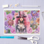 Papier Mousseline Steampunk Floral 3 Tissu Papier (Artisanat)