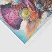 Papier Mousseline Steampunk Floral Pup 2 (Détail)