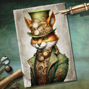 Papier Mousseline Steampunk Fox 3 Portrait Decoupage Papier