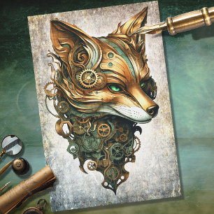 Papier Mousseline Steampunk Fox Portrait Decoupage Papier