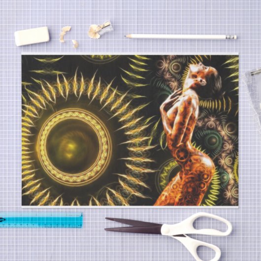 Papier Mousseline Steampunk Fractal Imaginaire belle femme (Artisanat)