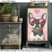 Papier Mousseline Steampunk French Bulldog + Heart AR5 Decoupage