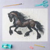 Papier Mousseline Steampunk Friesian Horse aquarelle Découpage (Artisanat)