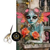 Papier Mousseline Steampunk Gargoyle Floral Decoupage