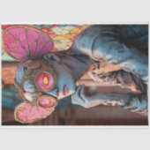 Papier Mousseline Steampunk Gargoyle gothique Papillon rose ailes (Recto)
