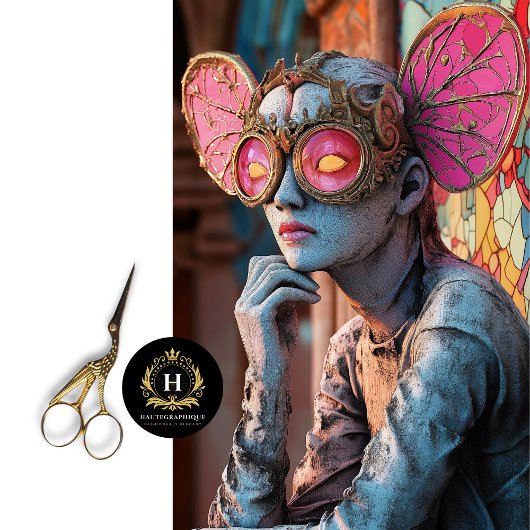 Papier Mousseline Steampunk Gargoyle gothique Papillon rose ailes