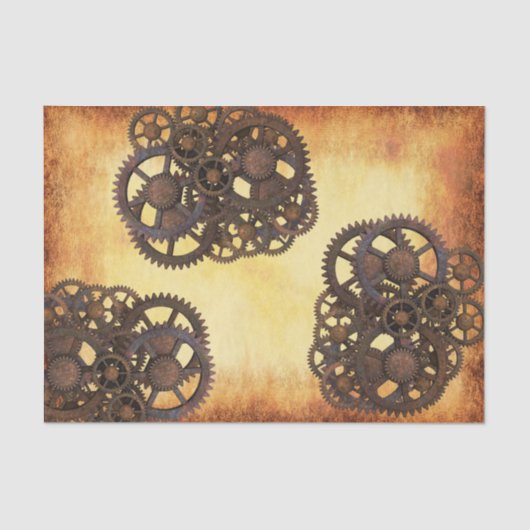 Papier Mousseline Steampunk Gears Industrial Vintage rouillé (Recto)