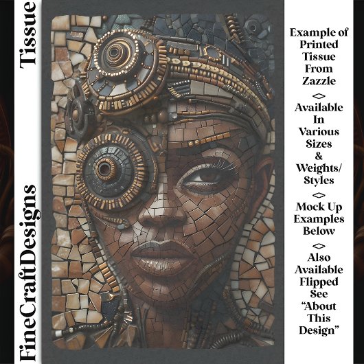 Papier Mousseline Steampunk Girl Dark Mousseline Faux Mosaic 028