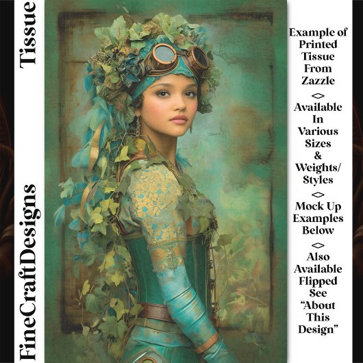 Papier Mousseline Steampunk Girl In Ivy Headdress DK4R Decoupage