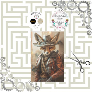 Papier Mousseline Steampunk Gunslinger Fox Decoupage